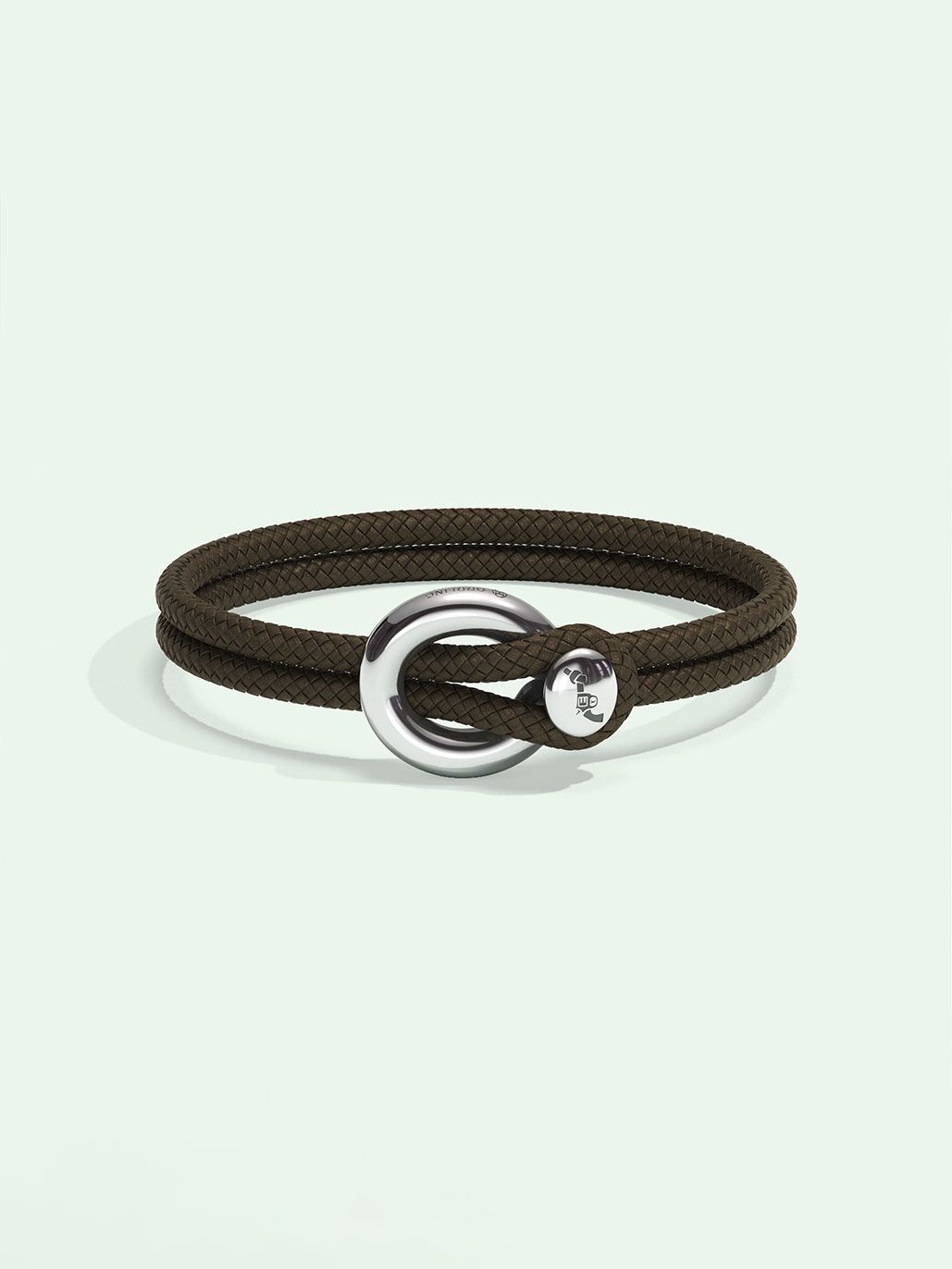 Imagine brown nylon bracelet by Orrling in a front view created in collaboration with the Non-Violence Project.