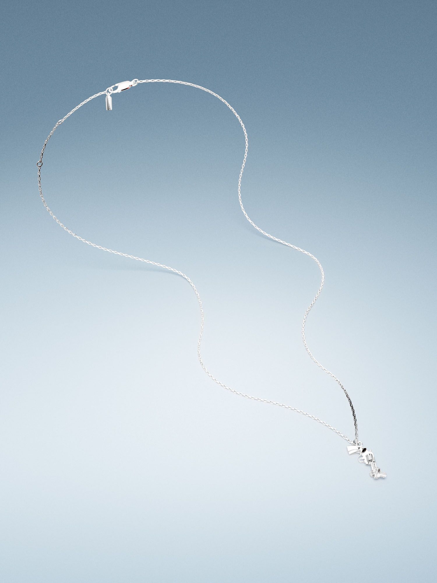 Vacier Chain Necklace Silver for Men with the Non-Violence Knotted Gun pendant