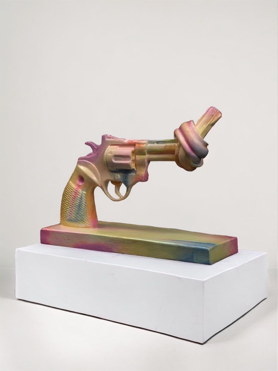 The Knotted Gun Acne for peace sculpture by Jonny Johansson