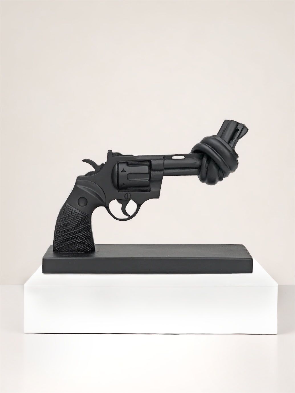 The Knotted Gun Soft Black sculpture by Non-Violence Art Project