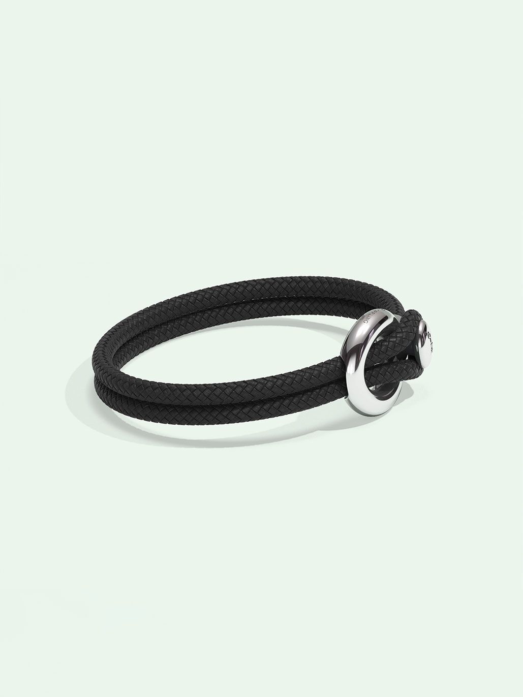 Imagine black nylon bracelet by Orrling in a side view created in collaboration with the Non-Violence Project.