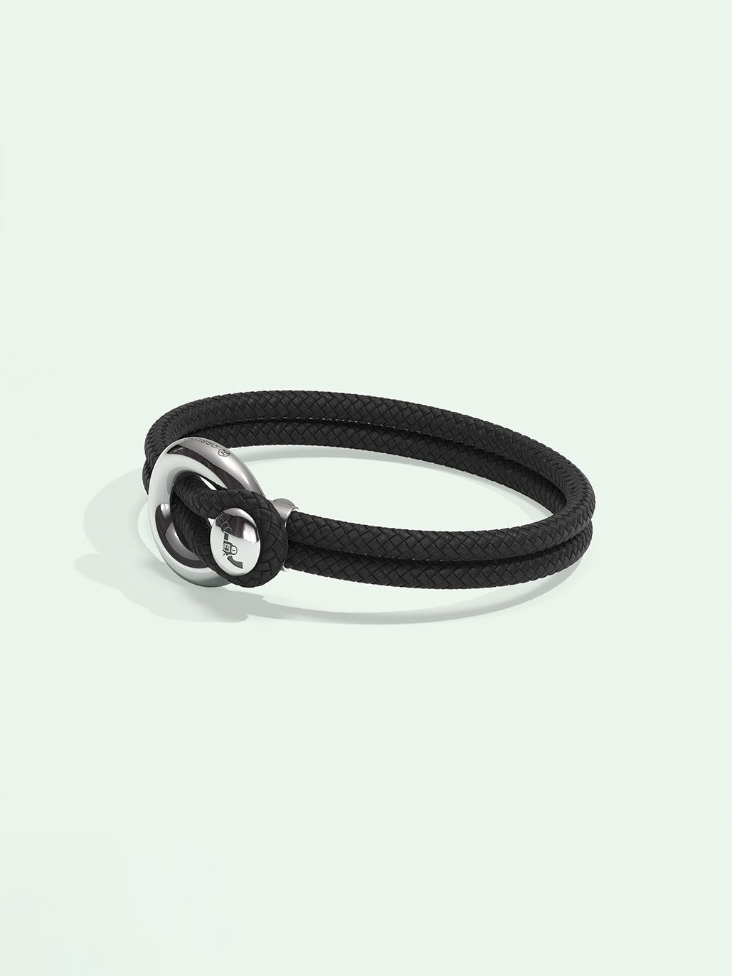 Imagine black nylon bracelet by Orrling in a side view created in collaboration with the Non-Violence Project.