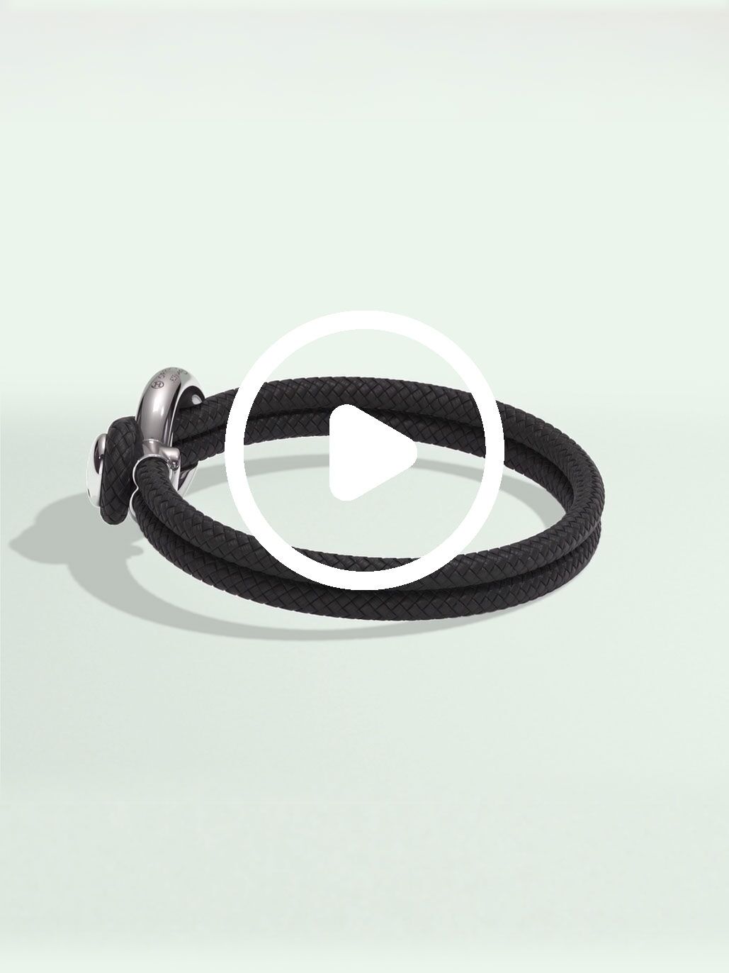 Imagine bracelet black nylon by Orrling in a top view created in collaboration with the Non-Violence Project.